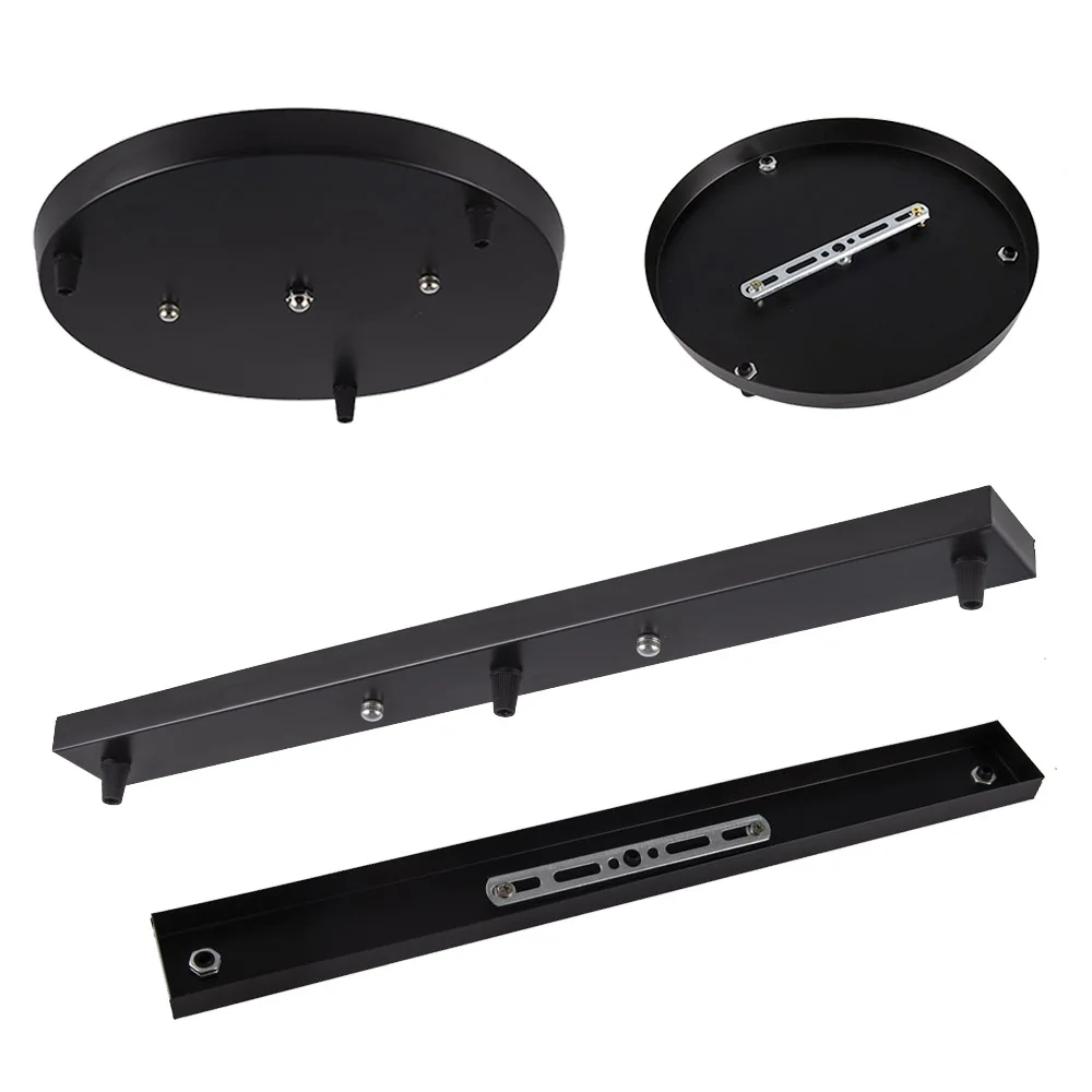 Kaufen DIY Decke montiert Basis Baldachin Platte 3 Köpfe Kronleuchter anhänger Licht hängen Beleuchtung decke Zubehör Schwarz Weiß