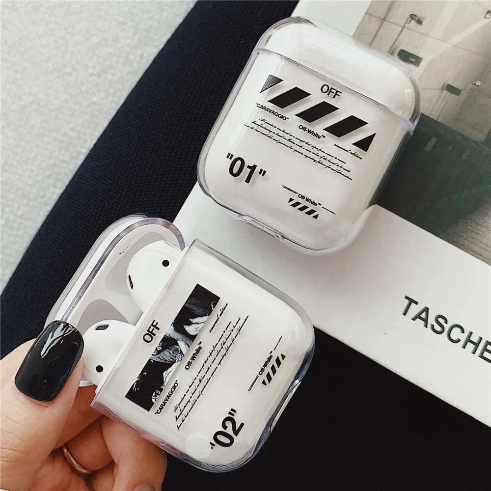 

Luxury Street Brand Sports Cover For Apple Airpods 1 2 Clear Bluetooth Headset Earphone Transparent Hard PC Case Skin Box Coque