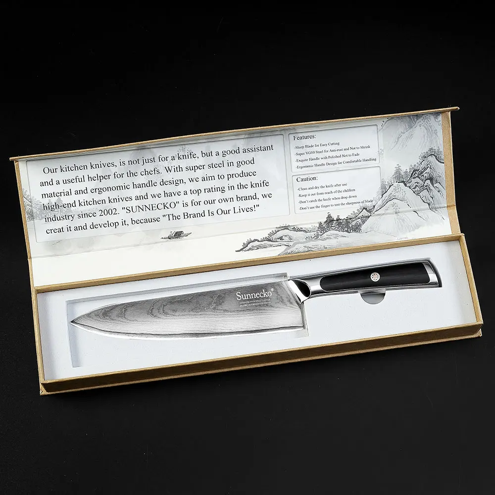SUNNECKO Премиум 8 дюймов ножи шеф-повара Дамасская сталь кухонный нож японский VG10 ядро лезвие, поварской нож мясорубка Инструмент G10 Ручка