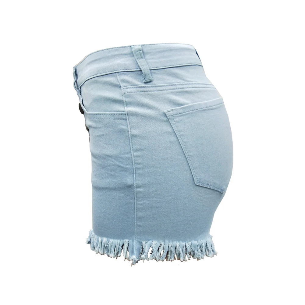 Модные женские джинсовые шорты с высокой талией и кисточками