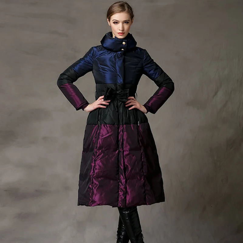 Европейская последняя женская мода супер теплые зимние пальто утолщение высокого качества тонкий длинный пуховик свободный большой ярдов пальто L594
