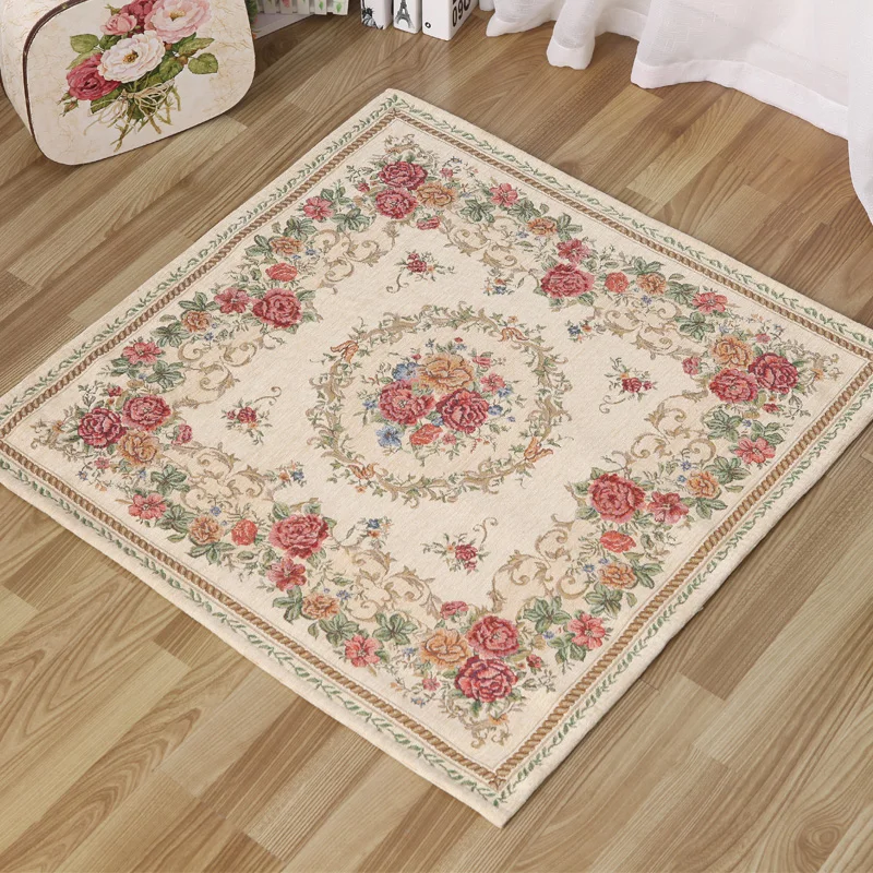 WINLIFE 90*90 см пасторальные жаккардовые ковры в европейском стиле для гостиной компьютерный стул напольный коврик для гардеробной коврик для спальни