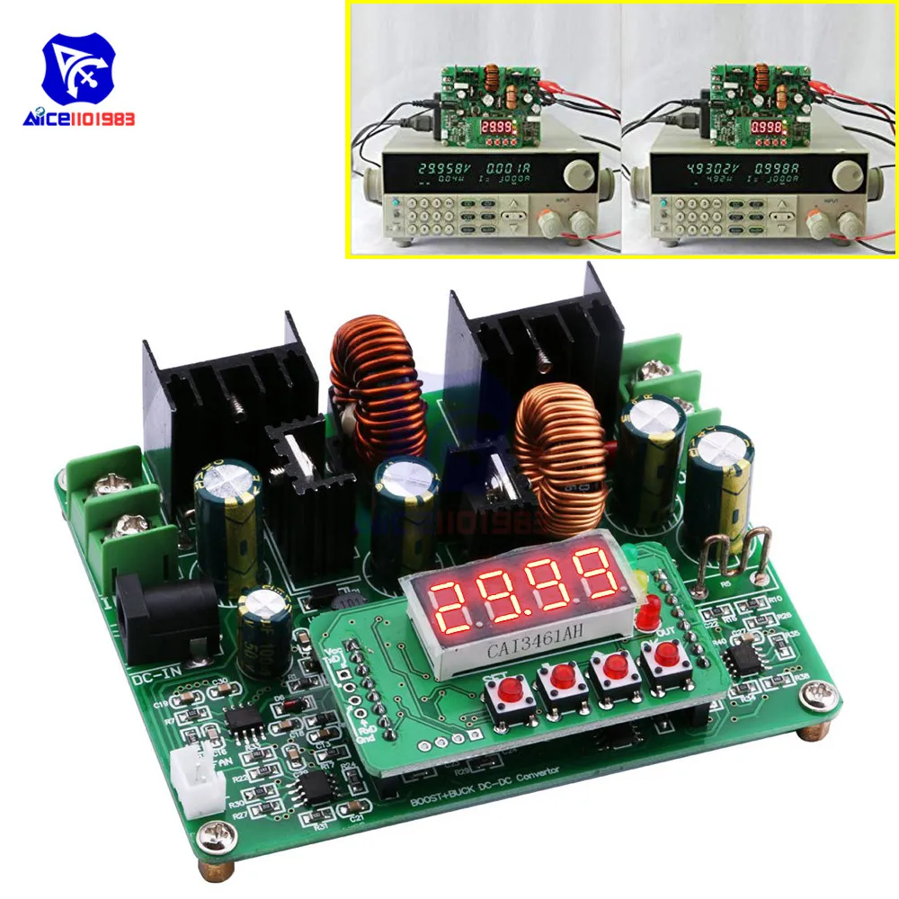 Goedkoop DC DC 38V Digitale Step Up Step Down Module Boost Buck Converter Zonne energie Opladen Board Led Digit Tube Display Voltmeter ampèremeter