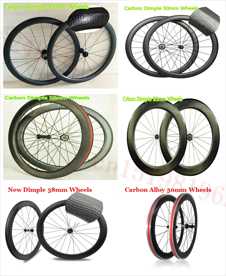 

OEM 80mm 58mm 50mm Dimple Carbon Wheelset 25mm Width With Novatec Or Powerway Hub Dimple Surface Wheel