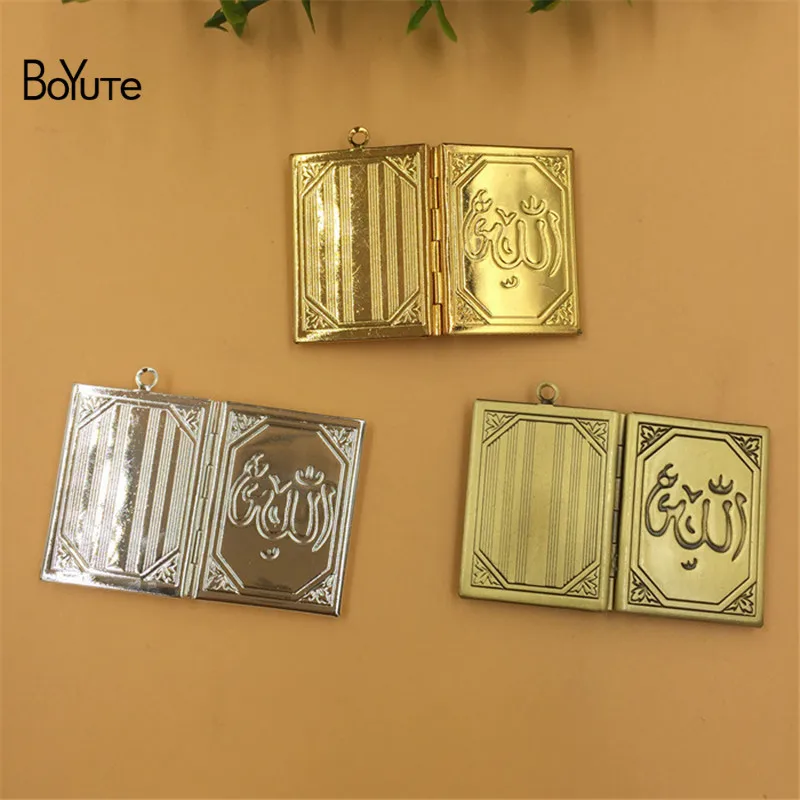 BoYuTe 5Pcs 27355MM Metal Brass Floating Book Locket Pendant Open Photo Locket Pendant Vintage (2)