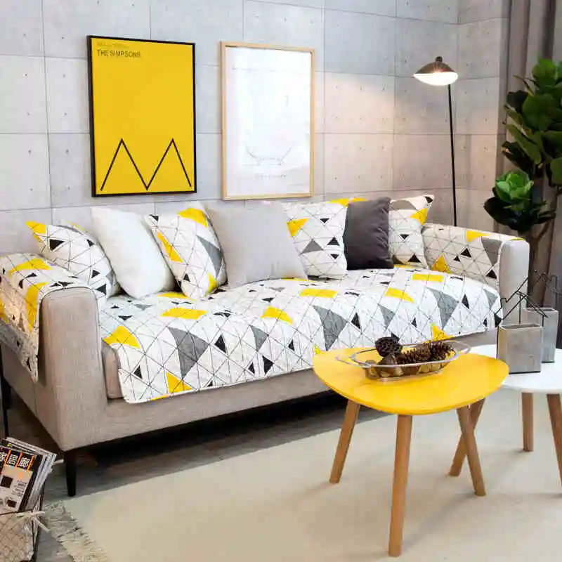Buy Modern yellow geometry cotton non slip decoration