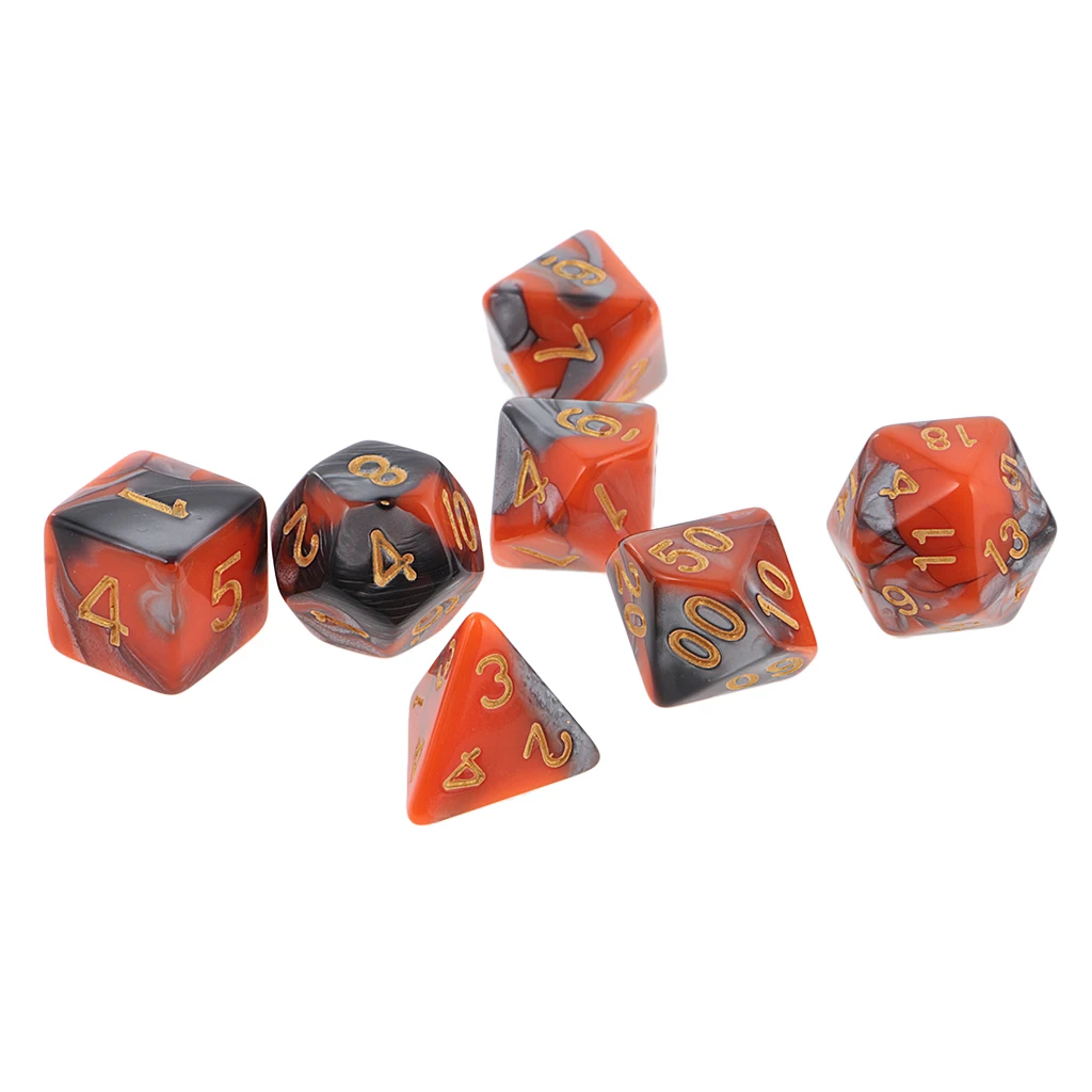 New 7PCS Two Colors Polyhedral Dice 16mm for Dungeons and Dragons Table Games Party Colorful Accessories for Board Game