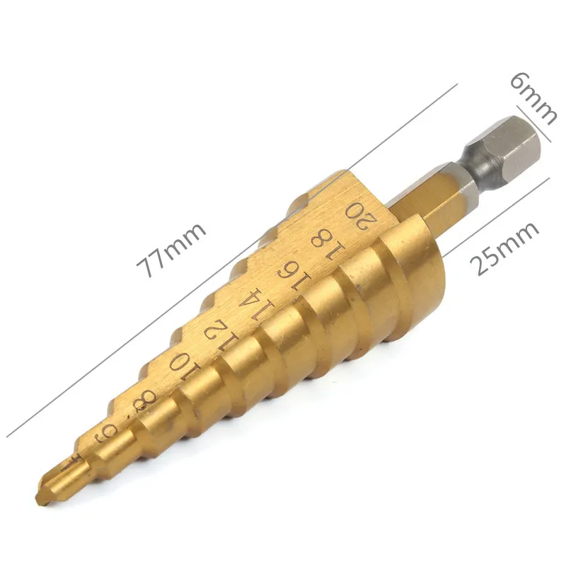 3 шт. ступенчатое сверло HSS с титановым покрытием для металла 3-12 мм 4-12 мм 4-20 мм высокоскоростное стальное сверление по дереву электроинструменты дропшиппинг