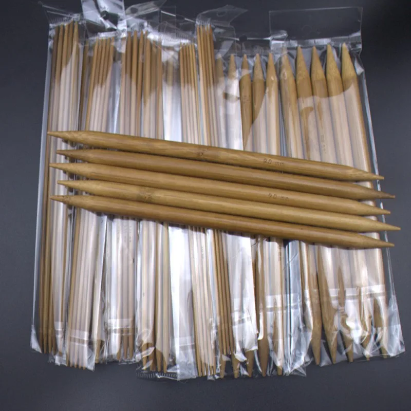 75pcs/set 15 Sizes 20cm Double Pointed Carbonized Bamboo Knitting Needles Sweater Knitting Bamboo Handle Smooth Craft Needle