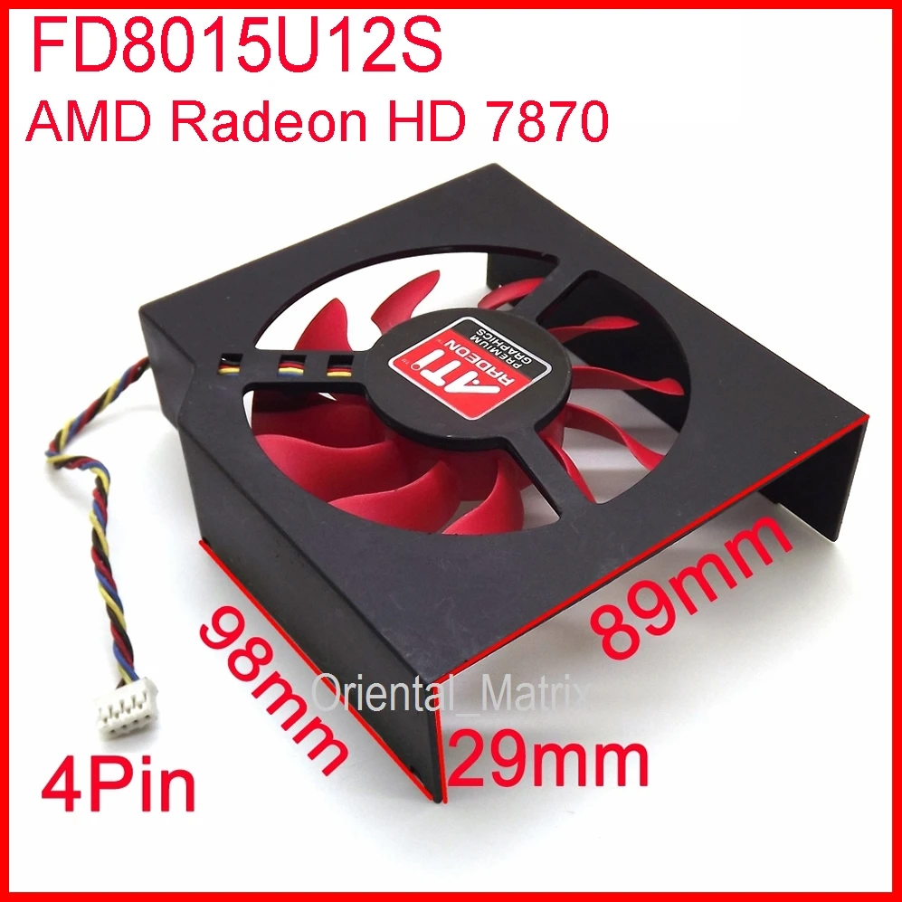 Free Shipping FD8015U12S 75mm 12V 0.5A 4 Wire Video Card Cooler Fan For MSI R7950 AMD/ATI Radeon HD 7870 Cooling Fan