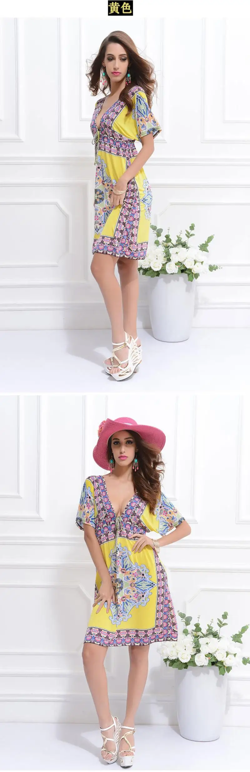 2018 Summer Dress V Lead Sexy Milk Silk Mini Dress Will Code Sandy Bohemian Beach Dresses Casual Clothes For Women Short Sleeve