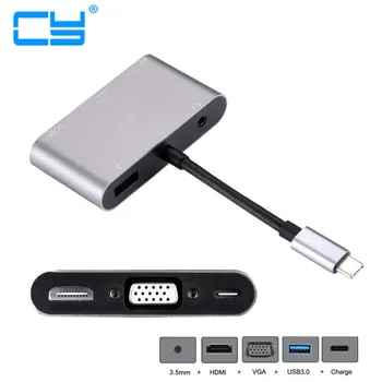 

USB-C USB 3.1 Type C to HDMI & VGA & USB3.0 OTG & Female Charger & Audio Adapter for Laptop