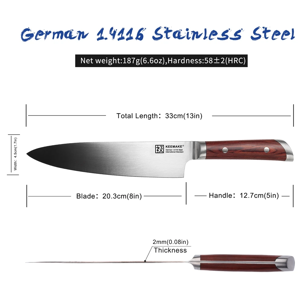 SUNNECKO 2 шт. набор кухонных ножей " шеф-повара 5" Универсальный нож немецкий 1,4116 стальной цветной деревянной ручкой острый для мяса нож шеф-повара