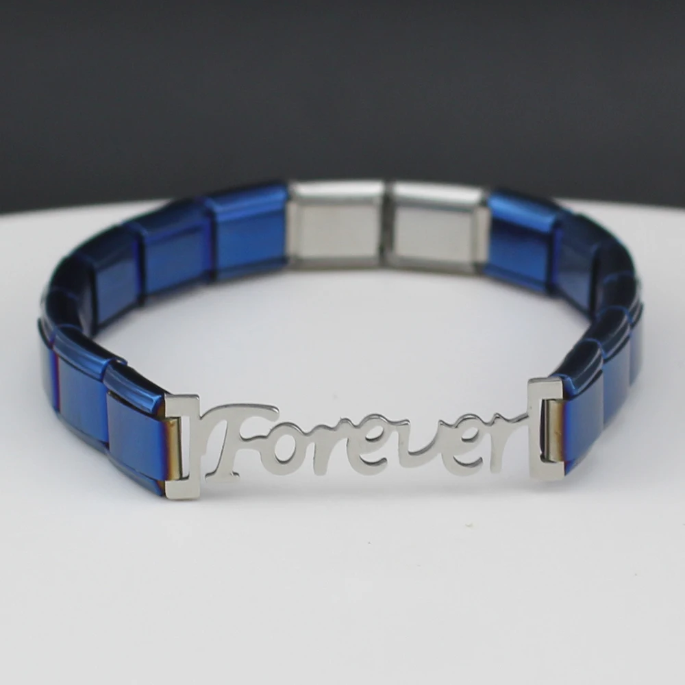 Hapiship модный браслет из нержавеющей стали с надписью Forever 7 цветов 9 мм эластичный браслет для женщин, девушек, жены ювелирные изделия G085 - Окраска металла: Blue