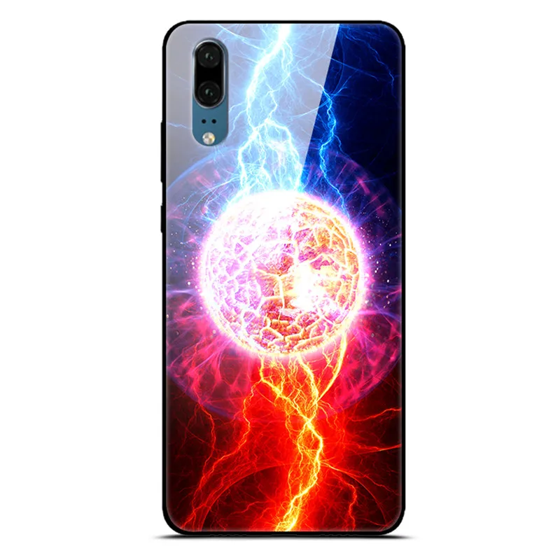 Чехол для Huawei P30 P20 Pro Lite чехол телефона из закаленного стекла черный силиконовый