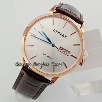 

40mm Debert Stainless Steel Bracelet Rose Gold Case Silver Dial Automatic Men's Watch