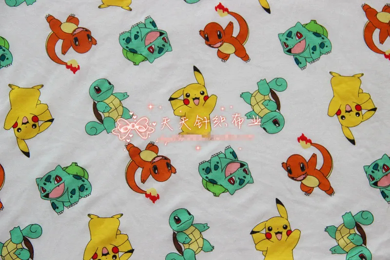 

Cartoon Pikachu elasticity knitted cotton fabric For Sewing diy Patchwork baby boy shirt clothes Textile 100x170cm