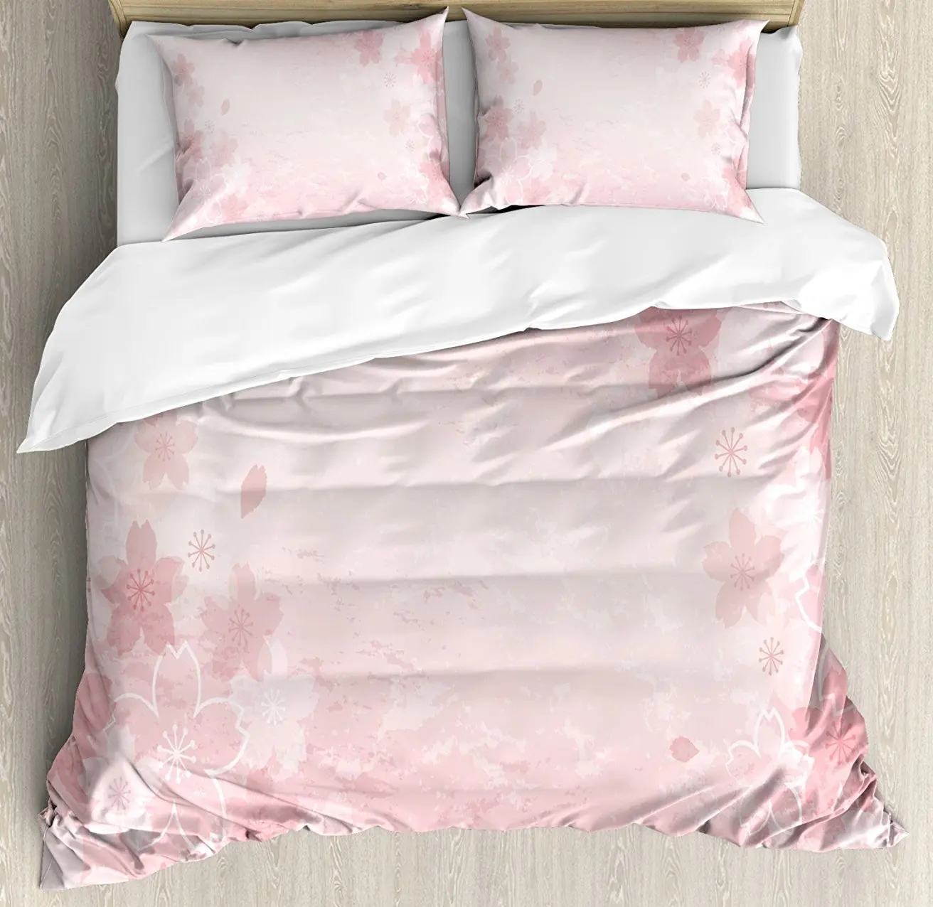 Nature Duvet Cover Set Cherry Blossoms Pattern in Shabby Chic Style