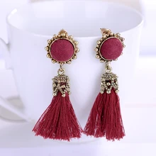 LUBOV пирсинг Винтажные серьги трендовые цветочные длинные кисточки анти золотой цвет серьги гвоздики ювелирные изделия для женщин подарки на Рождество