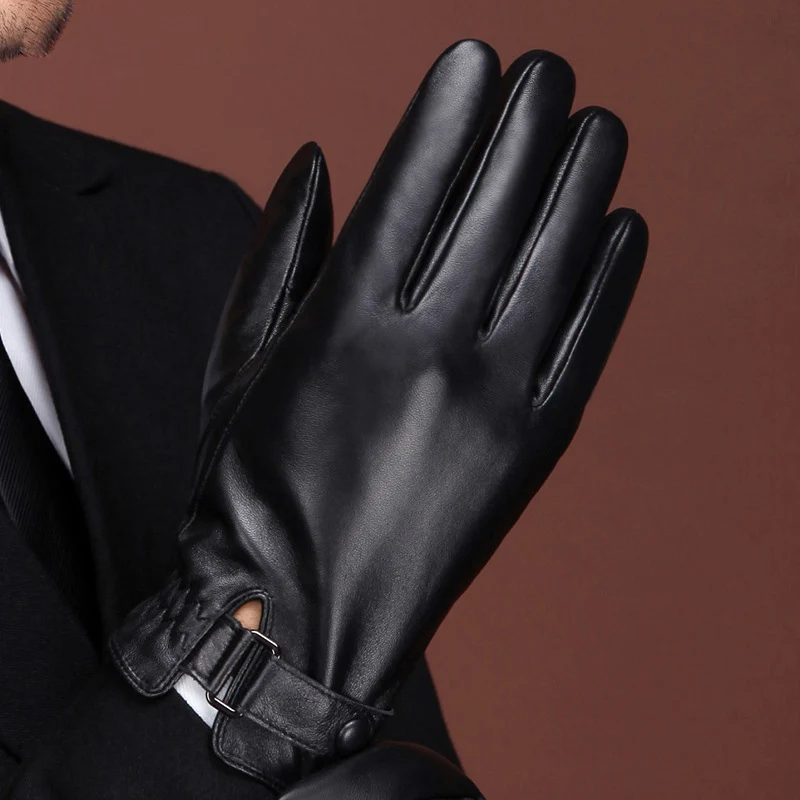 Genuine Leather Gloves Male Winter Warm Thicken Driving Plus Velvet Touchscreen Sheepskin Man's Gloves MLZ112 Genuine Leather Gloves Male Winter Warm Thicken Driving Plus Velvet Touchscreen Sheepskin Man's Gloves MLZ112
