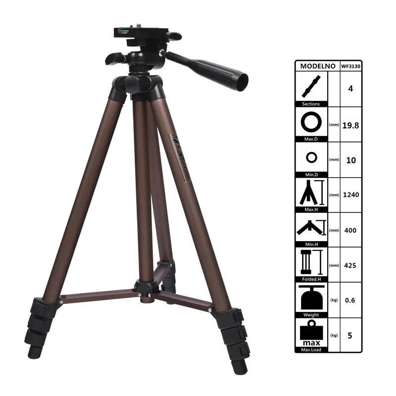  fosoto Professional Camera Tripod Stand Portable Aluminum Stand With Holder for Canon Nikon Sony DS