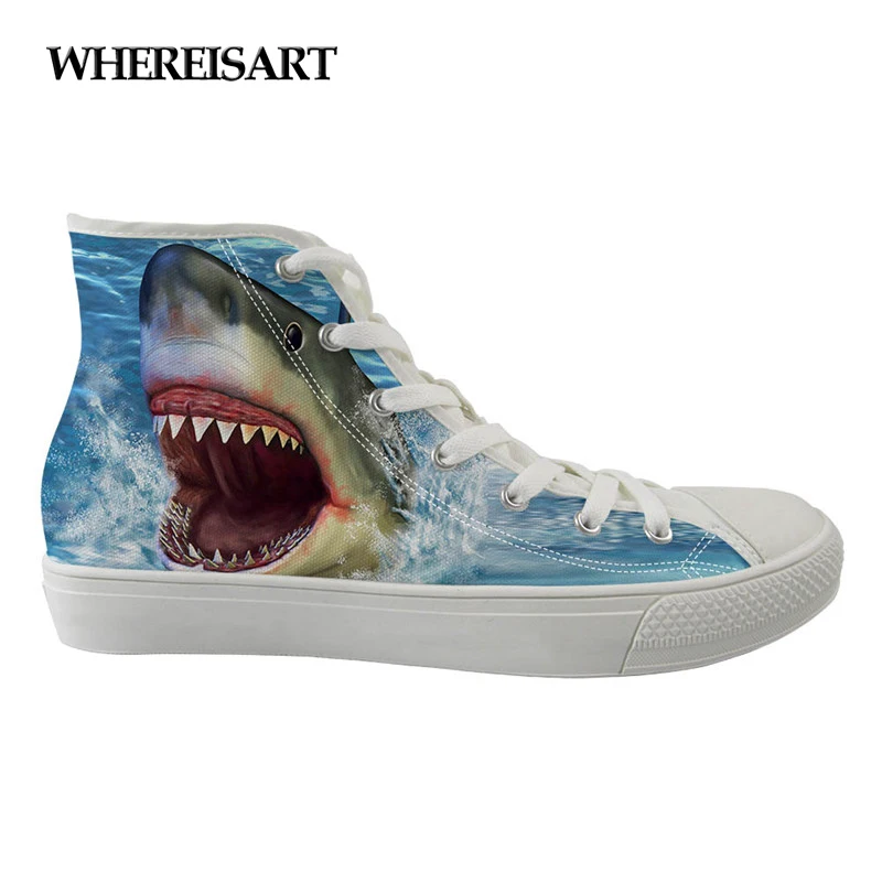 

WHEREISART 3D Printing Women Canvas Shoes High Students Vulcanize Shoes Fashion Couple Graffiti Casual Shoes Nautical Animals