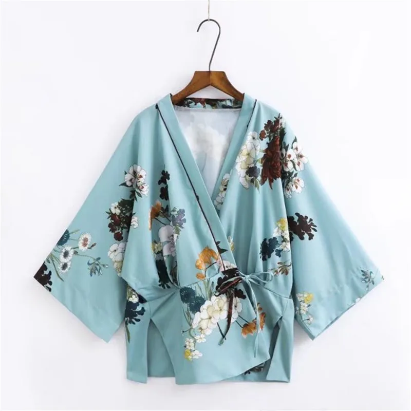 Aliexpress.com : Buy Japan Kimono Vintage Bow Tie Waist Flower Print ...