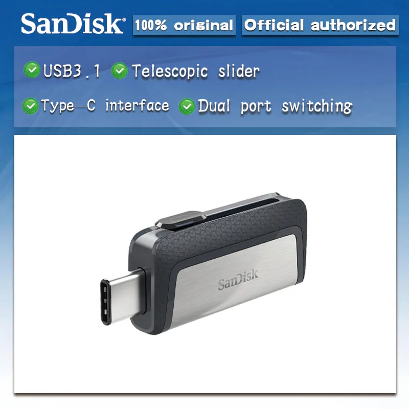 

New sandisk 128GB SDDDC2 Extreme high speed Type-C USB3.1 Dual OTG USB Flash Drive 64GB Pen Drives 16GB 130M/S PenDrives 32GB