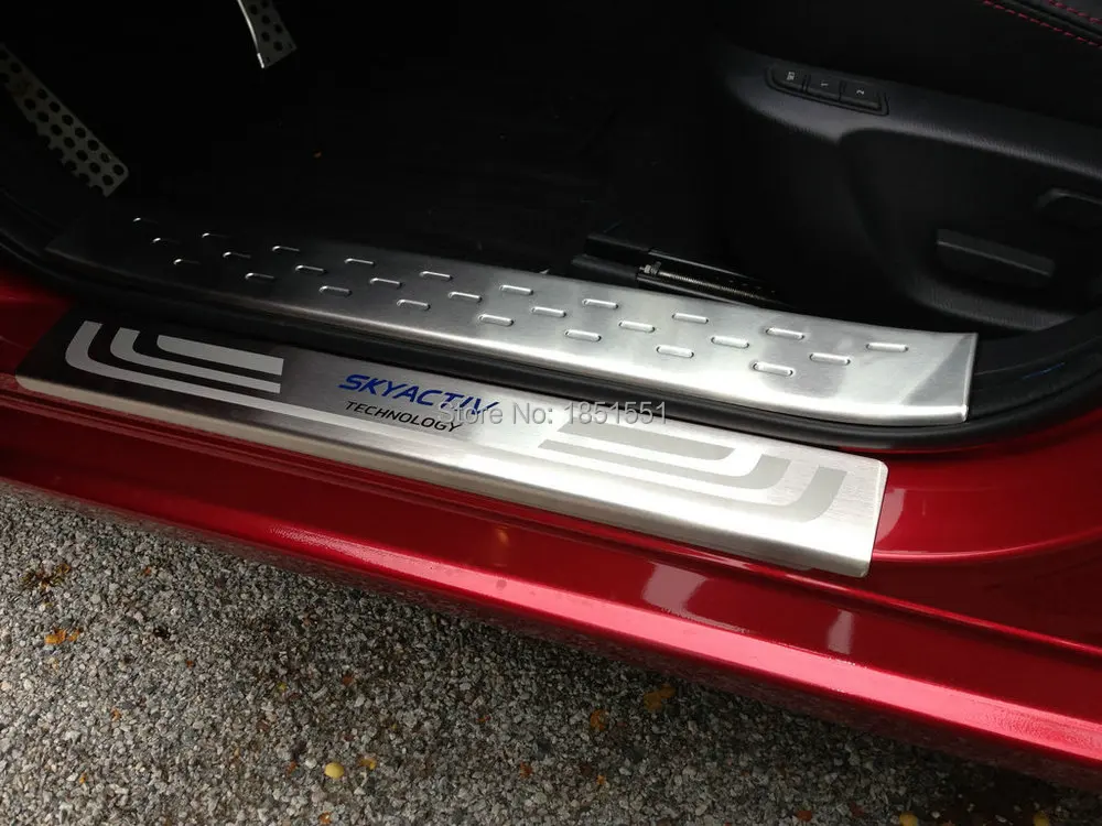 Авто внутренний и внешний порог плиты Накладка для Mazda 6, нержавеющая сталь