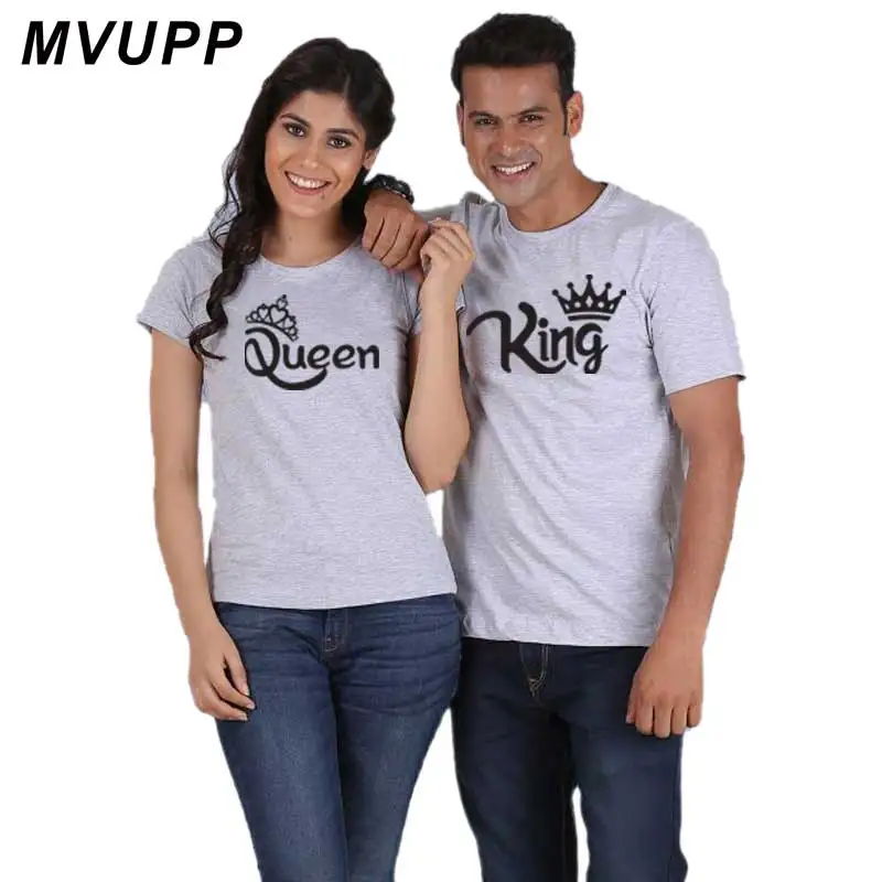 Fashion king queen crown clothes couple t shirt for lovers funny tops tee femme casual men and women clothing ulzzang 2019