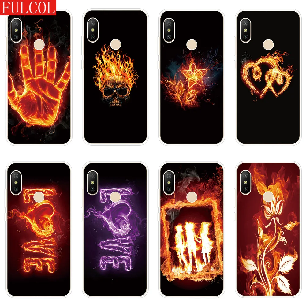 

Silicone Case for Xiaomi Redmi Note 4 4X 4A 5 5A 6 6A 7 Pro Plus Prime Cover Flame Fire Couqe For Redmi Y1 Y2 Lite Phone Case