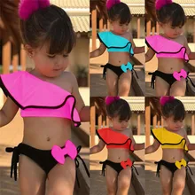 Новые горячие девушки, бикини, набор, одежда для малышей для девочек цветочный купальник-бикини с топом с оборками и шорты с бантиком комплект из наряд в стиле пэчворк пляжный купальный