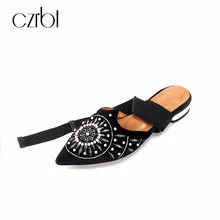 CZRBT/модные брендовые женские сабо наивысшего качества; бархатные женские тапочки; Повседневные Вечерние туфли на плоской подошве с ремешком на щиколотке