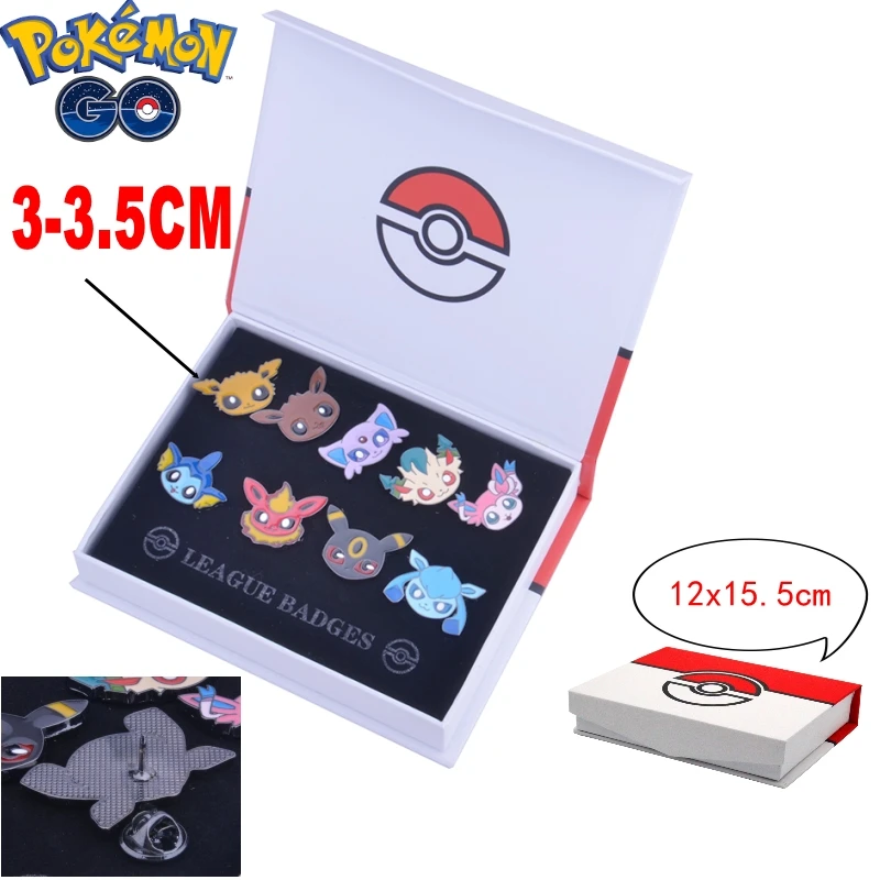 

Pokemon eevee Pins Badges Set Of 9 Pins Badges Metal Pins+Box Cosplay Collection Box Gift For Kids Adult