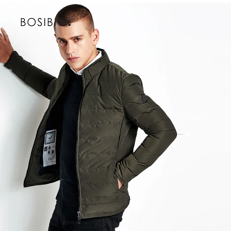 BOSIBIO Mens Bomber Jackets Polyester Winter Jackets And Coats Thick Warm Fashion Casual Handsome Young Men Parkas 89833