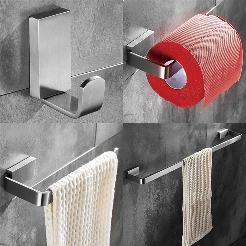 Leyden Towel Bar Towel Ring Robe Hook Toilet Paper Holder Wall Mounted Bath Hardware Sets Stainless Steel Bathroom Accessories