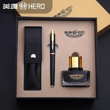 Перьевая ручка Hero 1801 металлическая деловая офисная ручка. Практика каллиграфии, для студентов и подарочных коробок