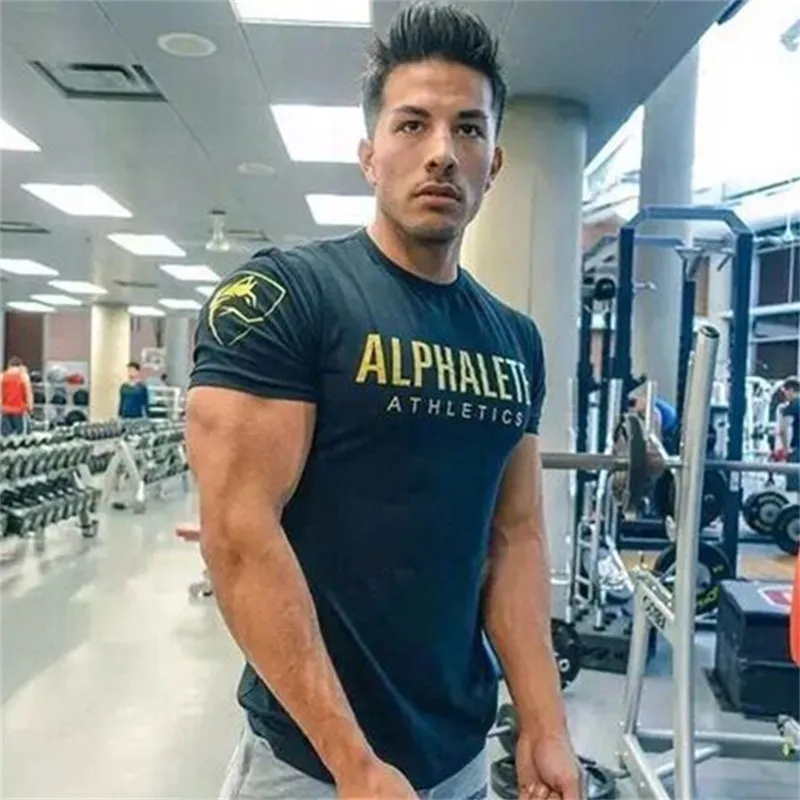 

2018 New Mens Gyms t shirt Fitness Bodybuilding T-Shirts Printed Casual Fashion Male Short sleeve Cotton Clothing Brand Tee Tops