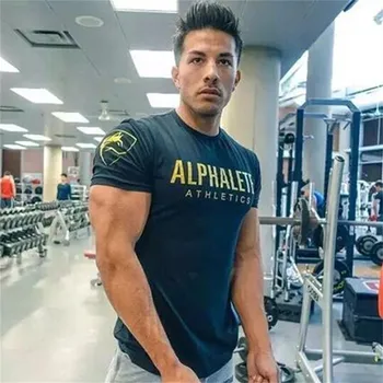 

2018 New Mens Gyms t shirt Fitness Bodybuilding T-Shirts Printed Casual Fashion Male Short sleeve Cotton Clothing Brand Tee Tops