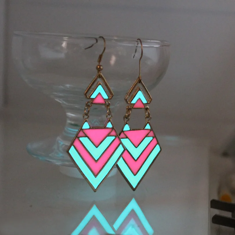 

THE Triangle arrow Ear Cuff GLOW in the DARK Geometric shape Ear Stud Colors arrow Earring Clip Earrings WOMEN girl gift