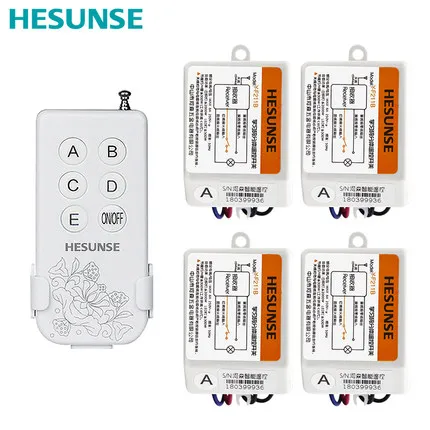 

Free shipping Y-F211B 3105W 1N4 220V 433mhz Four Ways Wireless Digital ON/OFF Remote Control Switch With 4 Receivers 110V