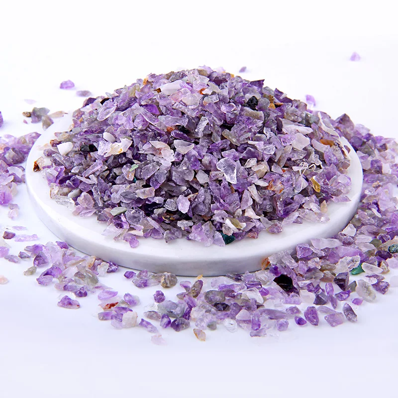 

VINSWET 50g Natural Amethysts Powder Crystal Gravel Rock Raw Gem stone Mineral Fish Tank Bonsai Decoration Energy Stone