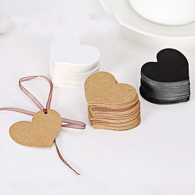 

AJP 100PC Kraft paper heart shaped small tag blank label for Kids Birthday Party Supplies Diy Scrapbook Craft Wedding Decoration