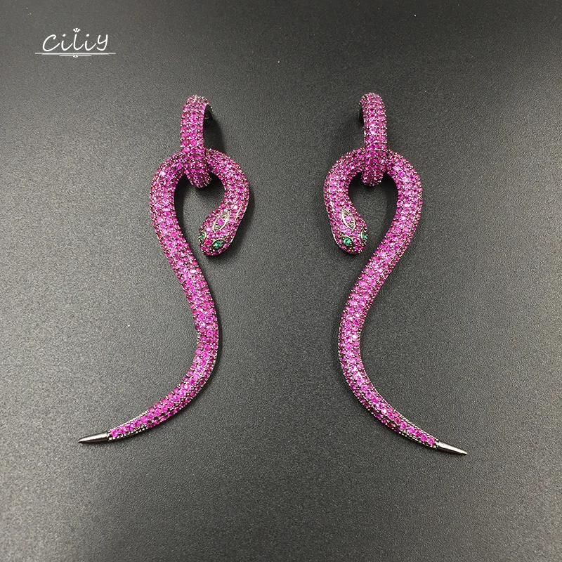 

Ciliy Rhinestone Fashion Snake Shape Design Earrings Ladies Indian Jewelry Gift For Women Red Gold Silver Black Earrings A6835XM