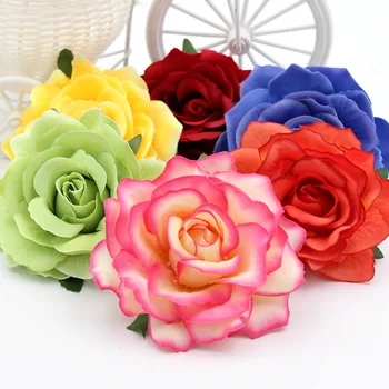 

10PCS/LOT Beautiful Artificial Rose Flower Silk Flowers Wedding Home Furnishings Christmas Ornament wreath flower heads Material