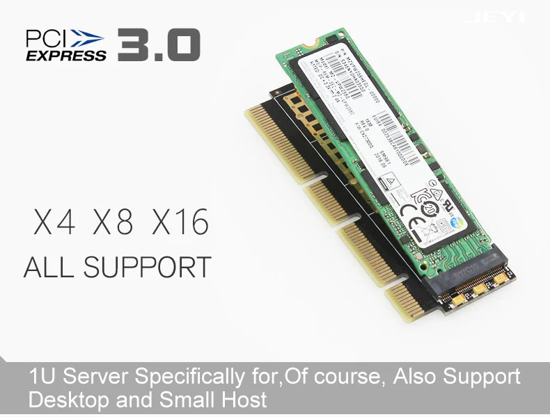 JEYI MX16-1U M.2 NVMe SSD NGFF для PCI-E 3,0 M ключ интерфейсная карта X4 X8 X16 адаптер Поддержка PCI Express 2230-2280 m.2 полная скорость