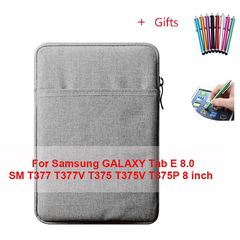 Рукав чехол для планшета для Samsung Galaxy Tab A Tab E 8,0 SM T350 SM-T350 SM T377 T377V T375V T375P закаленное Стекло покрывающая телефон по всей поверхности+ ручка - Цвет: For Samsung T377