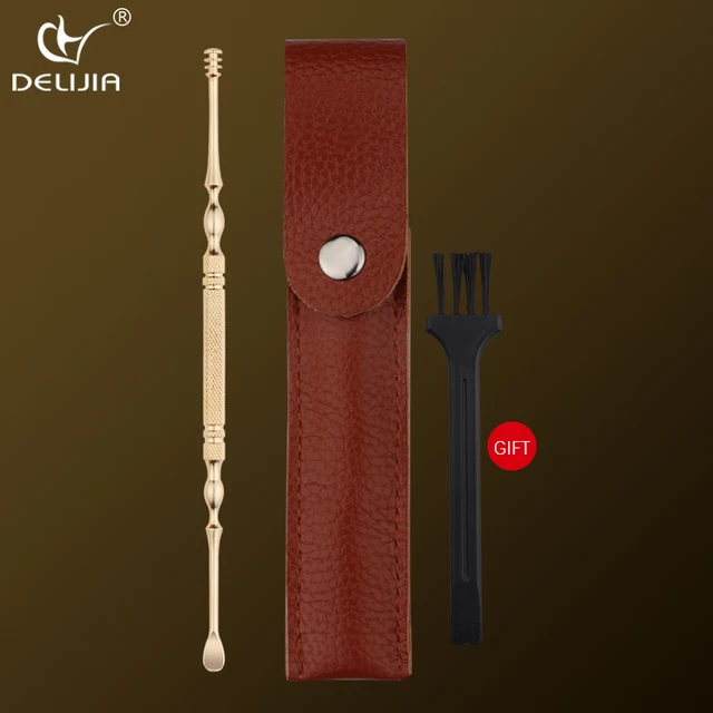 DeLiJia Stainless Steel Digging Ear Spoon Portable Spiral Rotating Dig