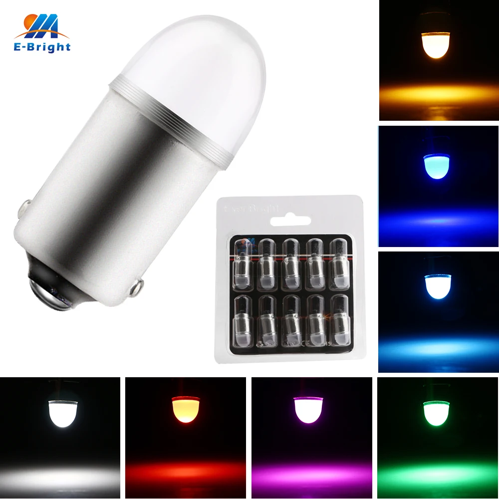 

YM E-Bright 10PCS BA9S 3030 1W T11 T4W Auto Reverse Clearance Light Reading Tail Lamps 12V DC White Blue Red Green Amber Pink