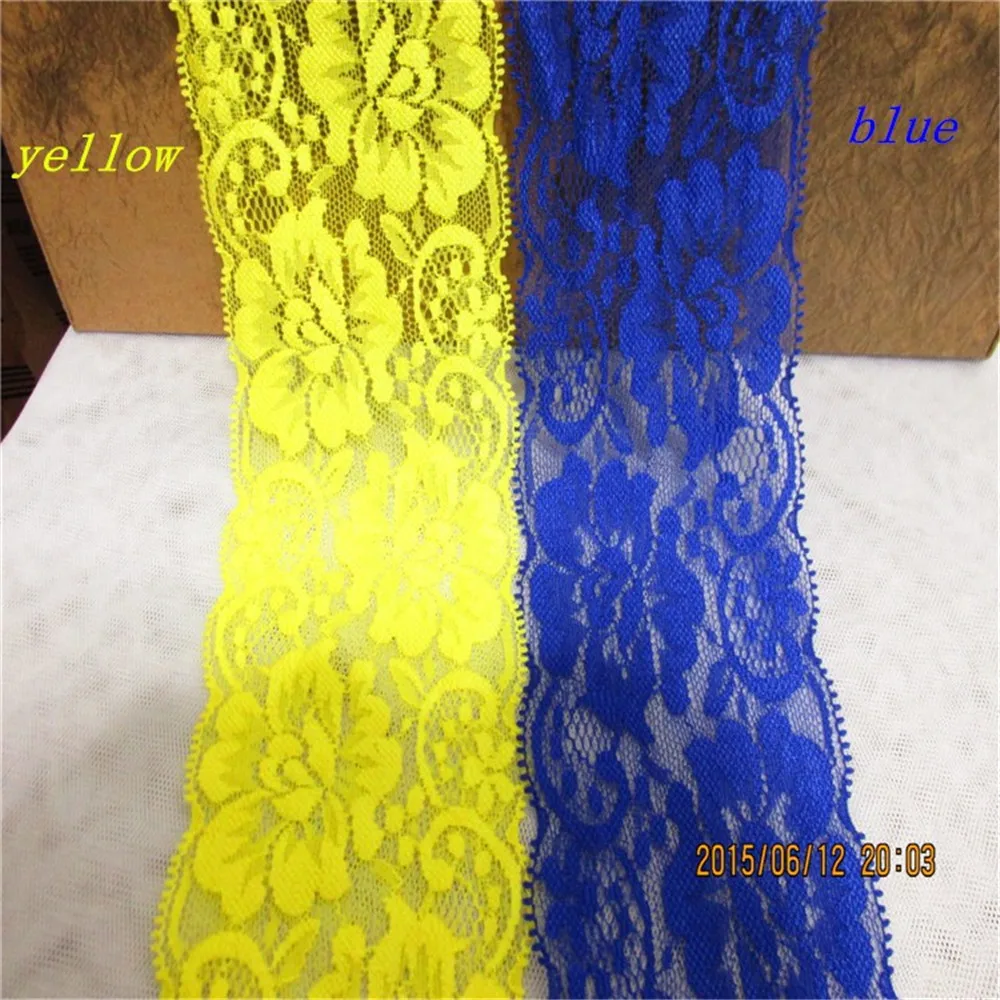 

Free shipping 10yards/lot Width 8.7cm 7colors Elastic Lace Fabric DIY Garment Accessories,Wedding Lace,Lace Material